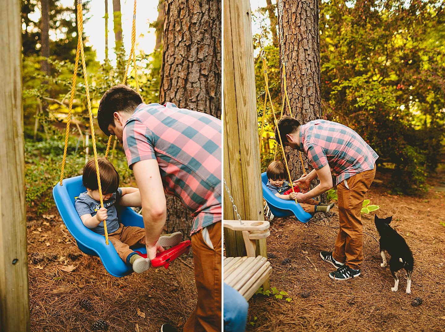 Dad puts son into swing