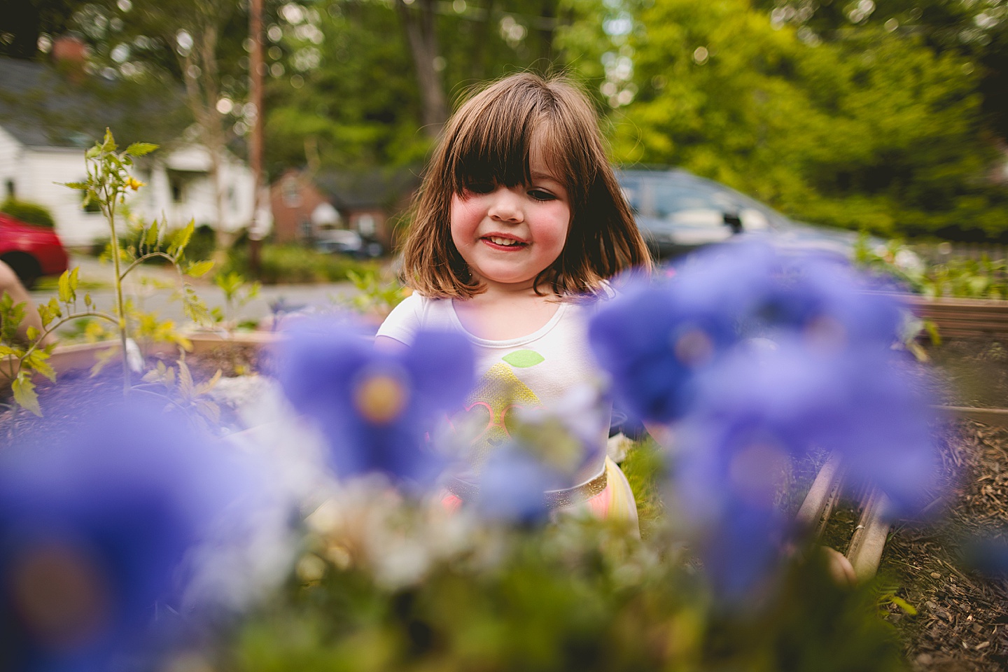 Family gardening in Durham NC during photos