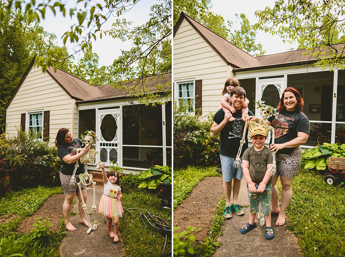 Family gardening in Durham NC during photos