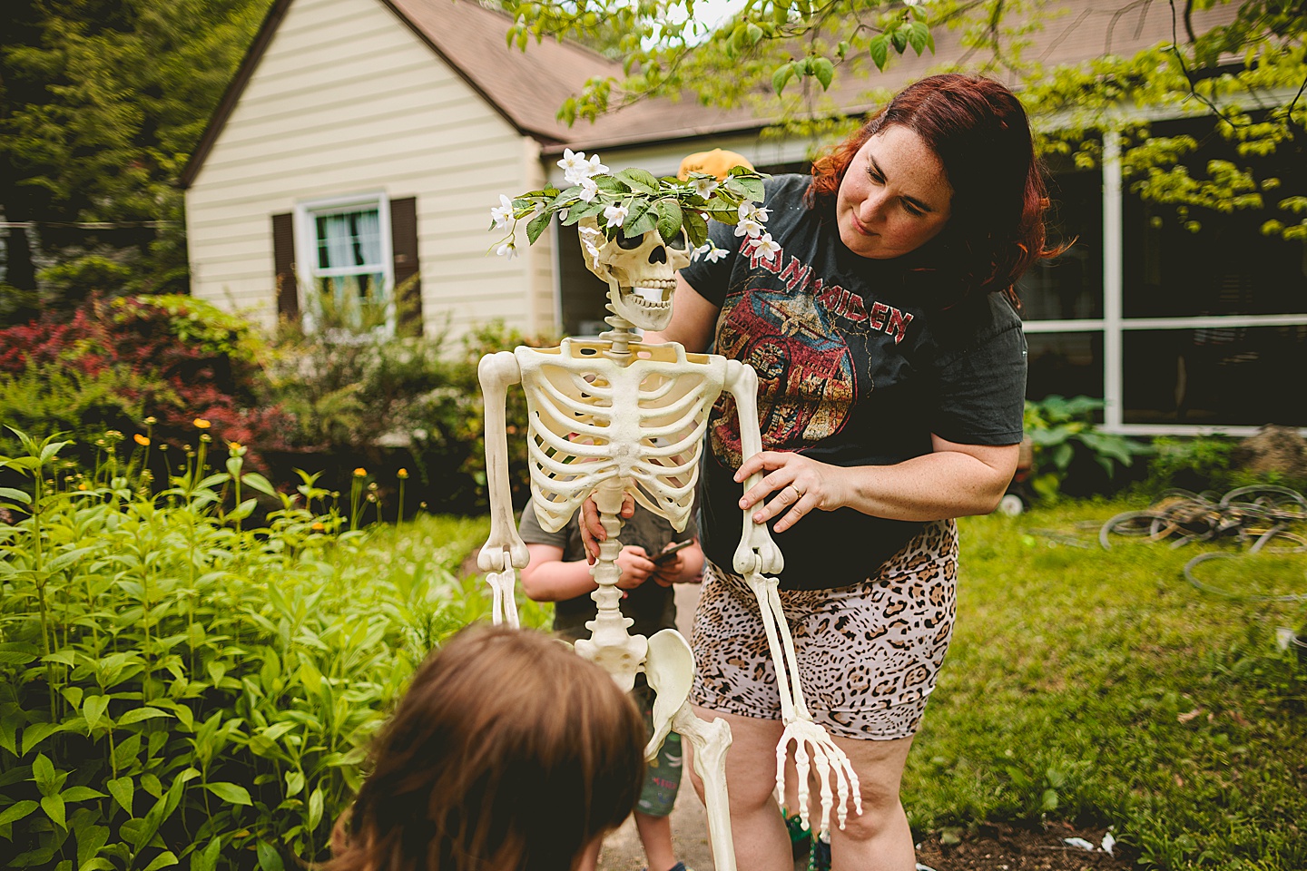 Family gardening in Durham NC during photos