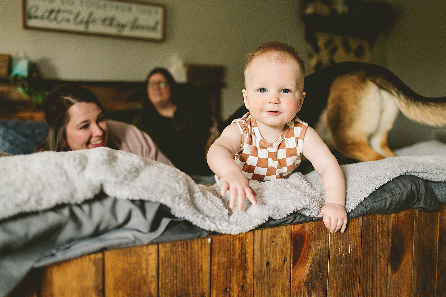 Baby smiling at camera