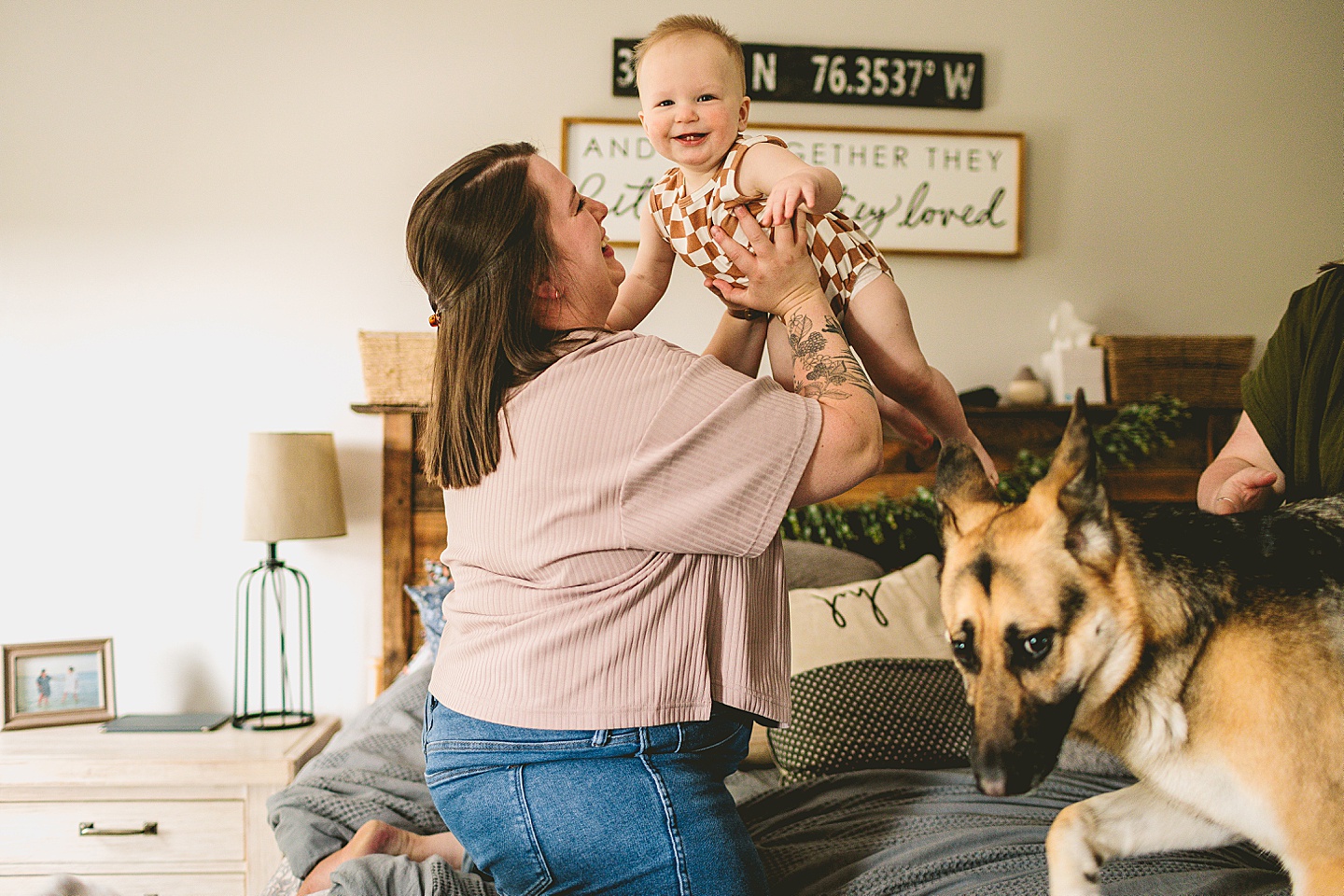 Mom playing with baby