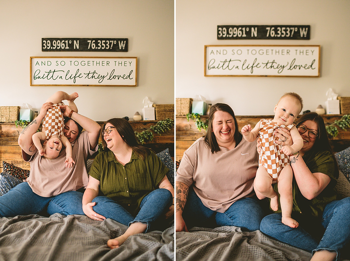 Couple holding smiling baby