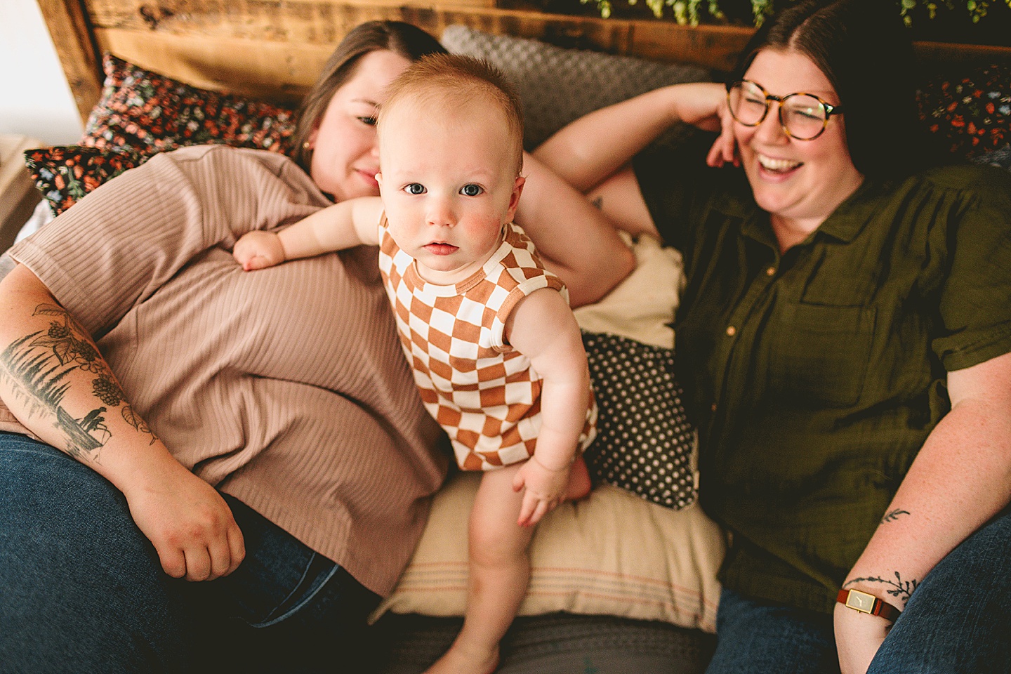 At home family photographs with one year old