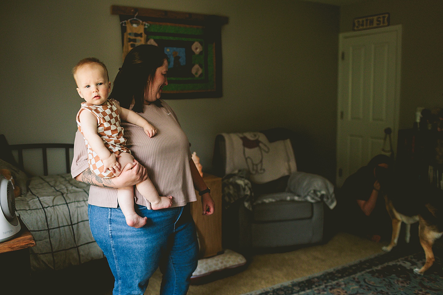 Mom holding baby