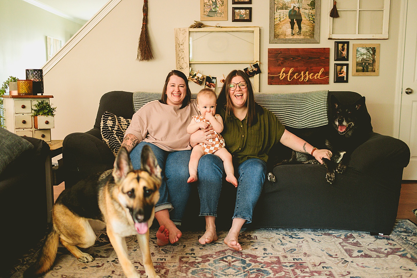 Family portrait with dogs