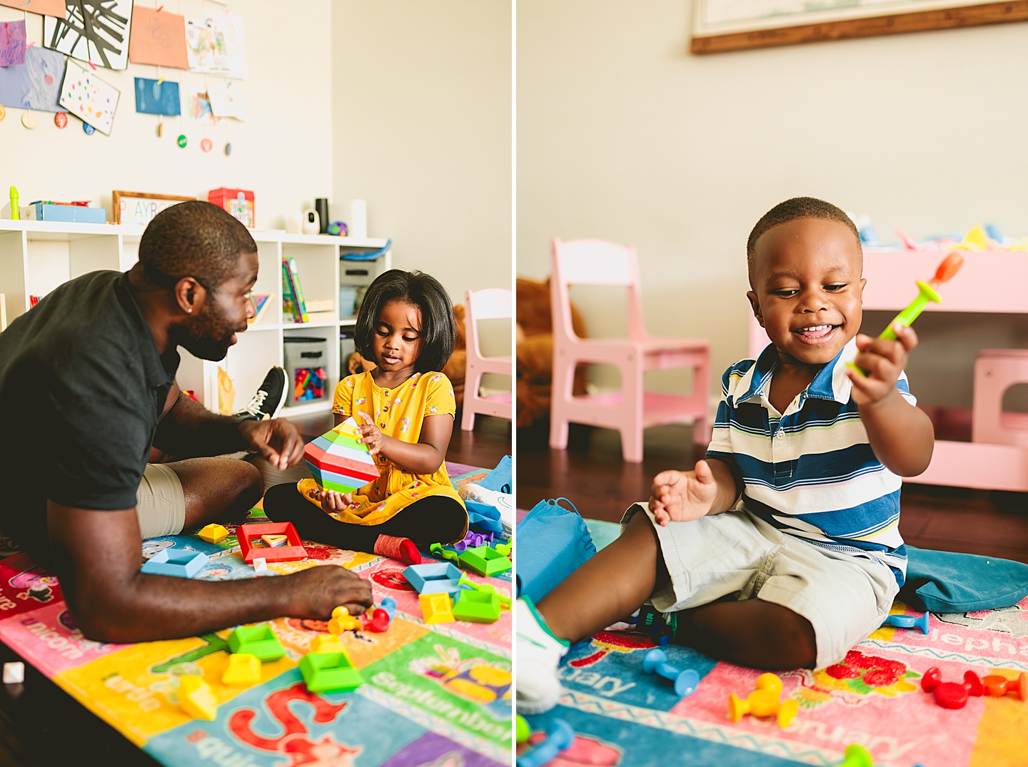 Dad playing Legos with kids