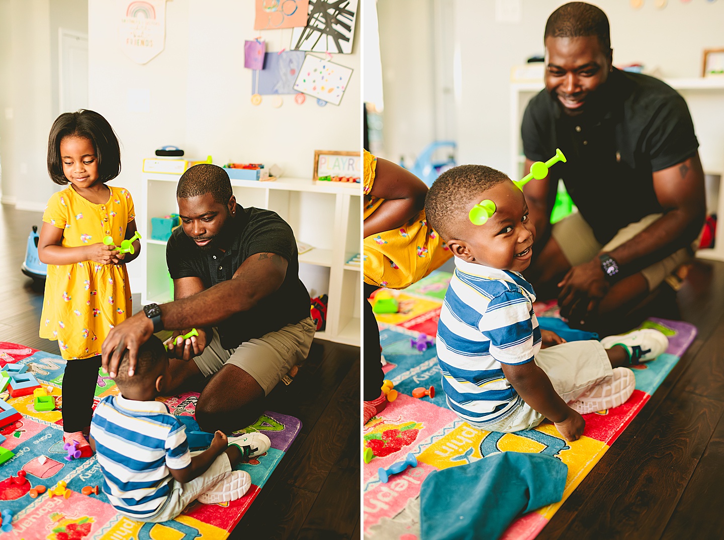 Dad playing Legos with kids