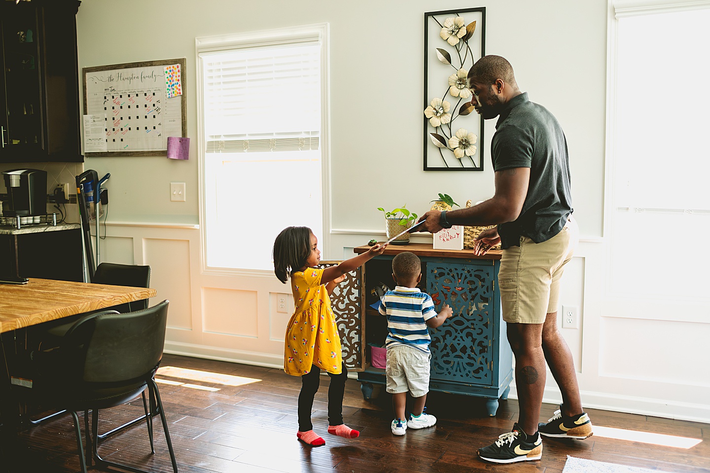 Dad hanging out with kids at home