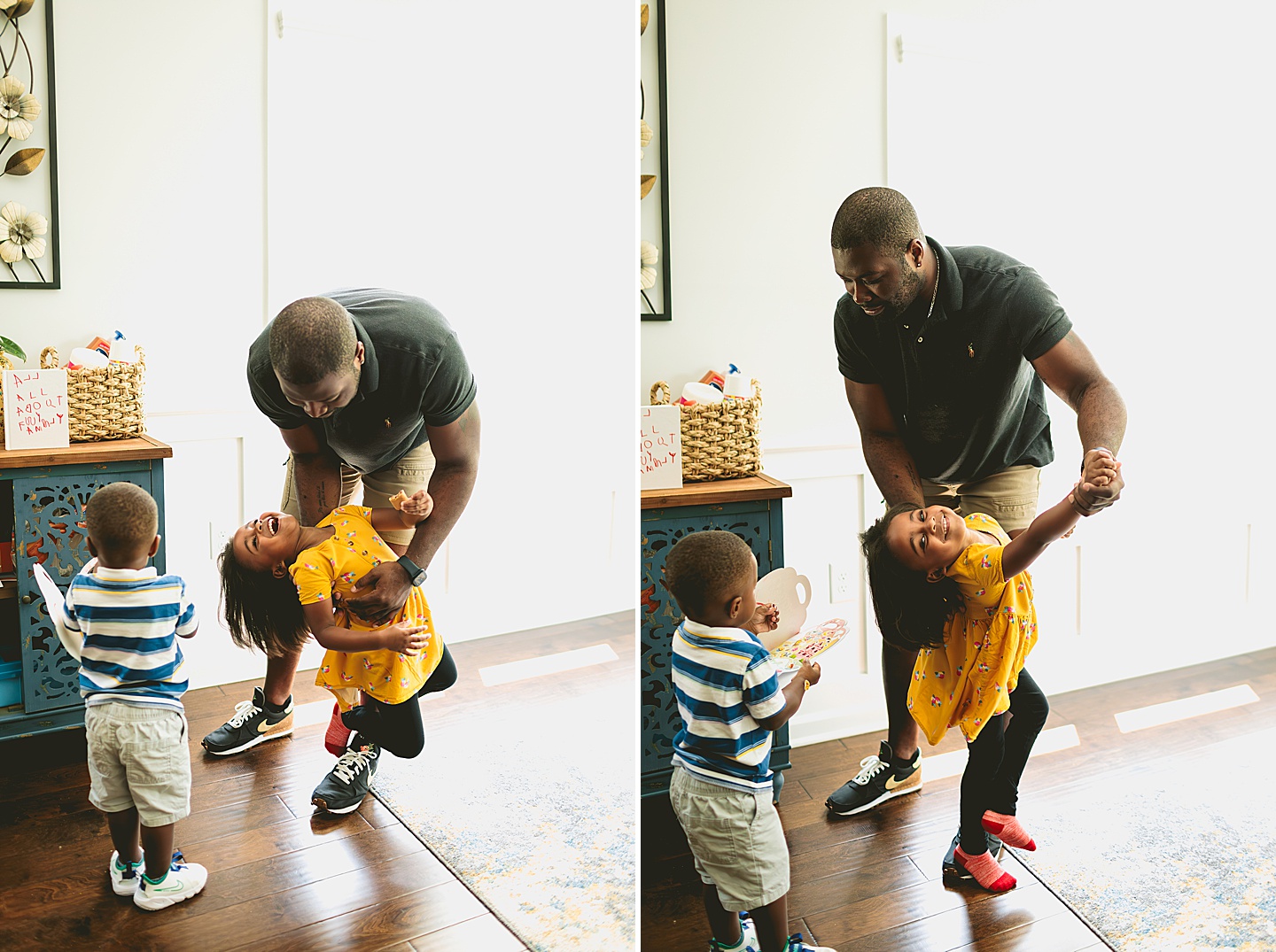 Dad hanging out with kids at home