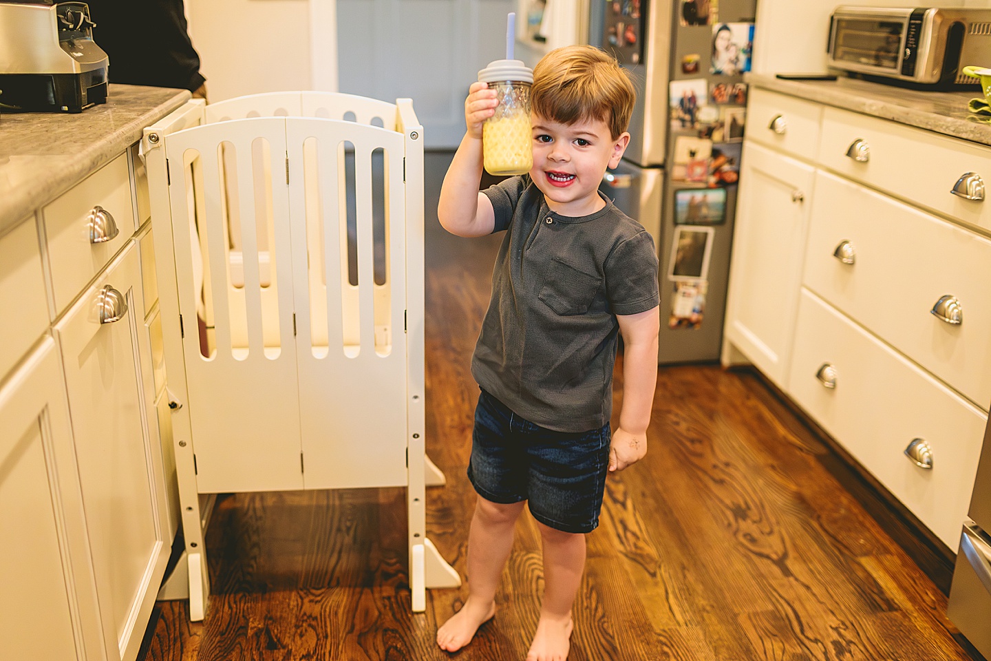 Toddler with a smoothie