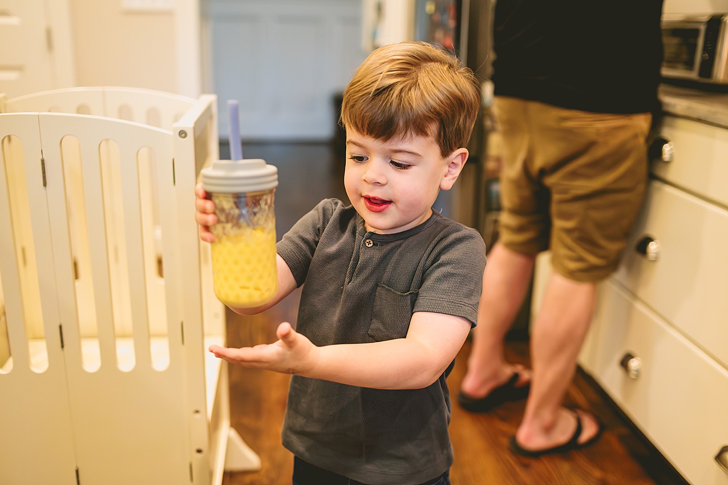 Toddler with a smoothie