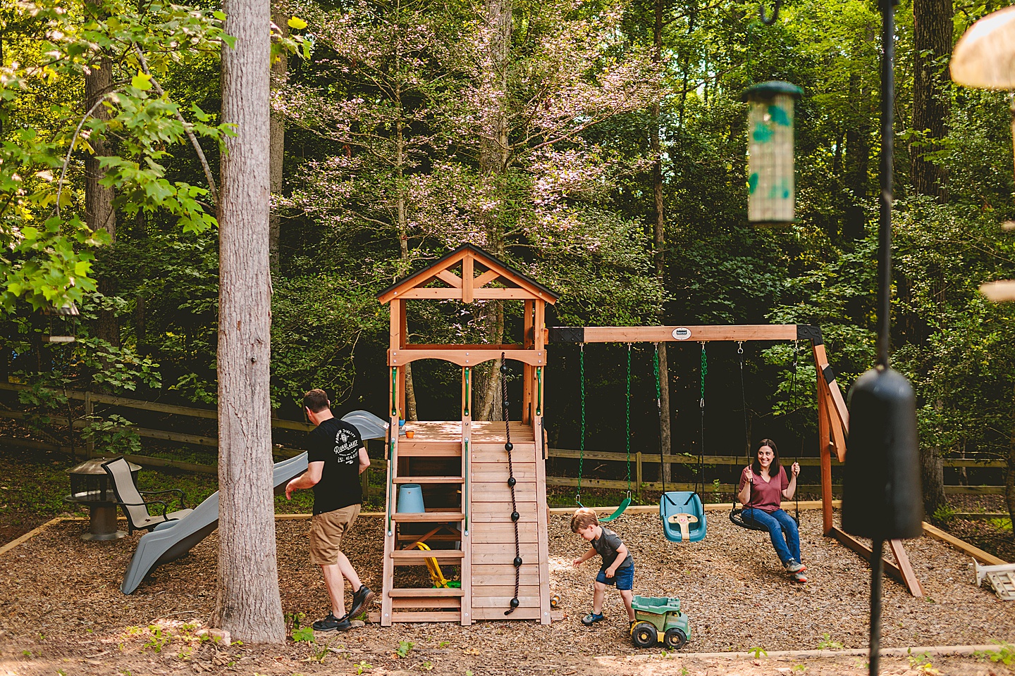 Family playground in backyard
