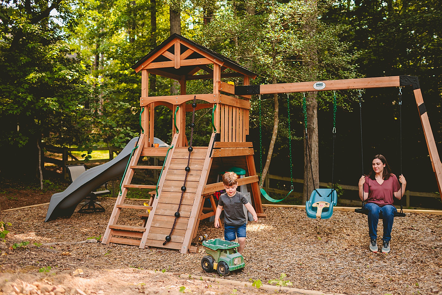 Family playground in backyard