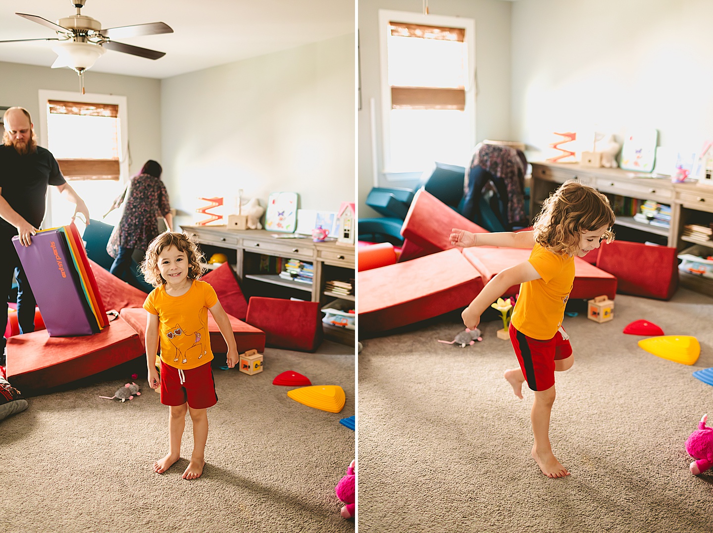Child jumping around a room