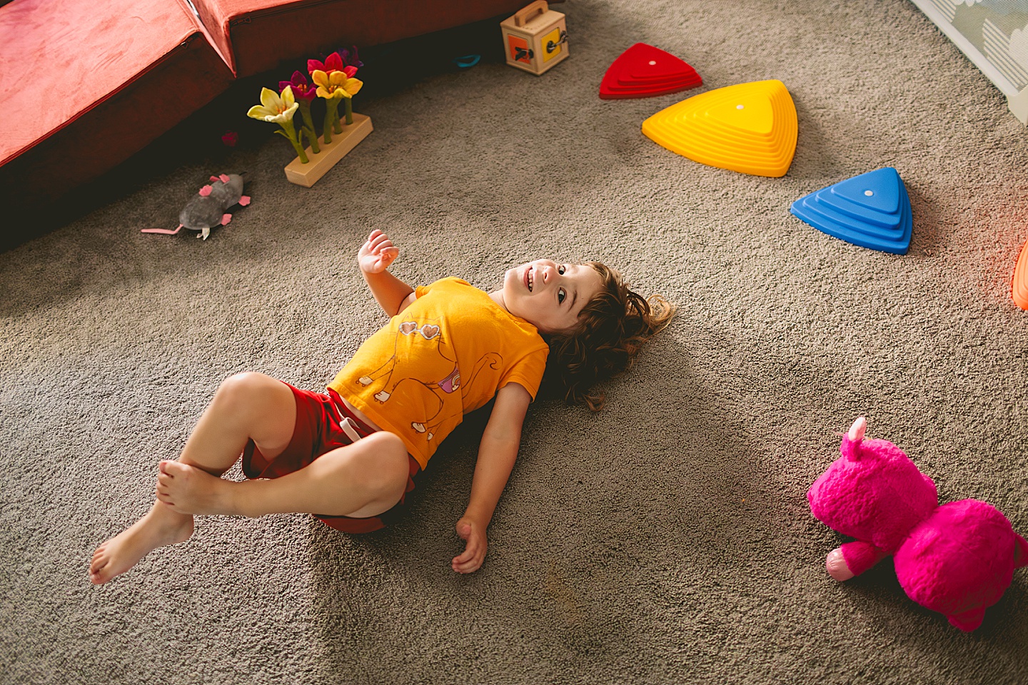 Child jumping around a room