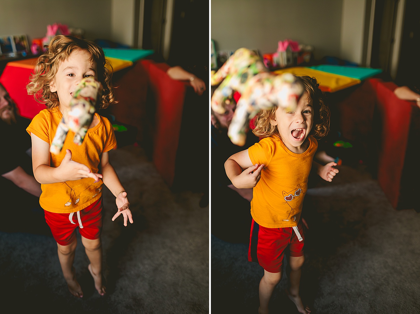 Child jumping around a room