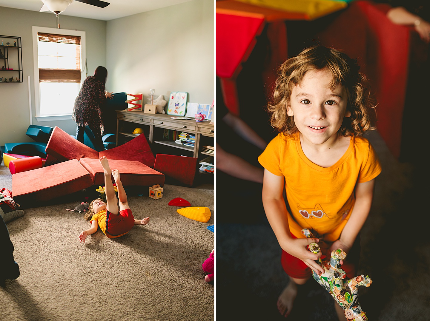 Child jumping around a room