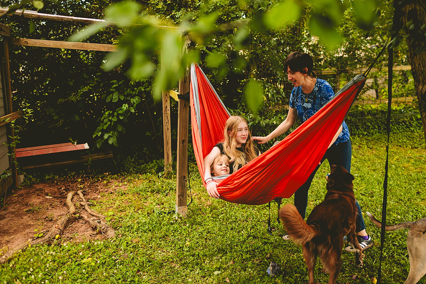 Sisters in hammock