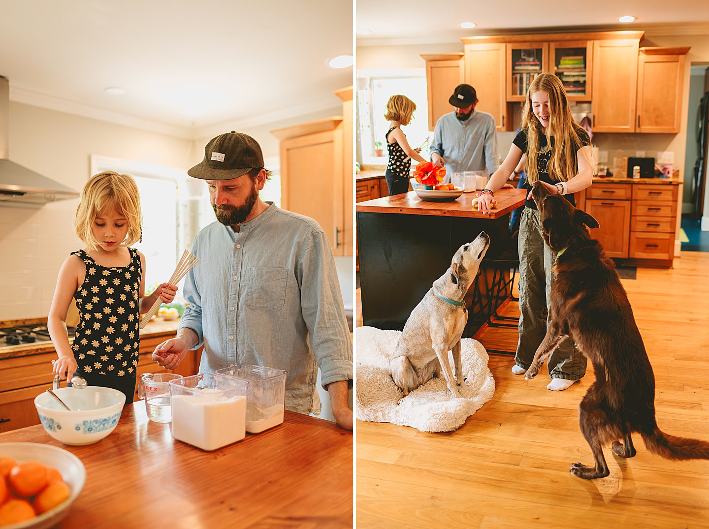 Child baking with Dad