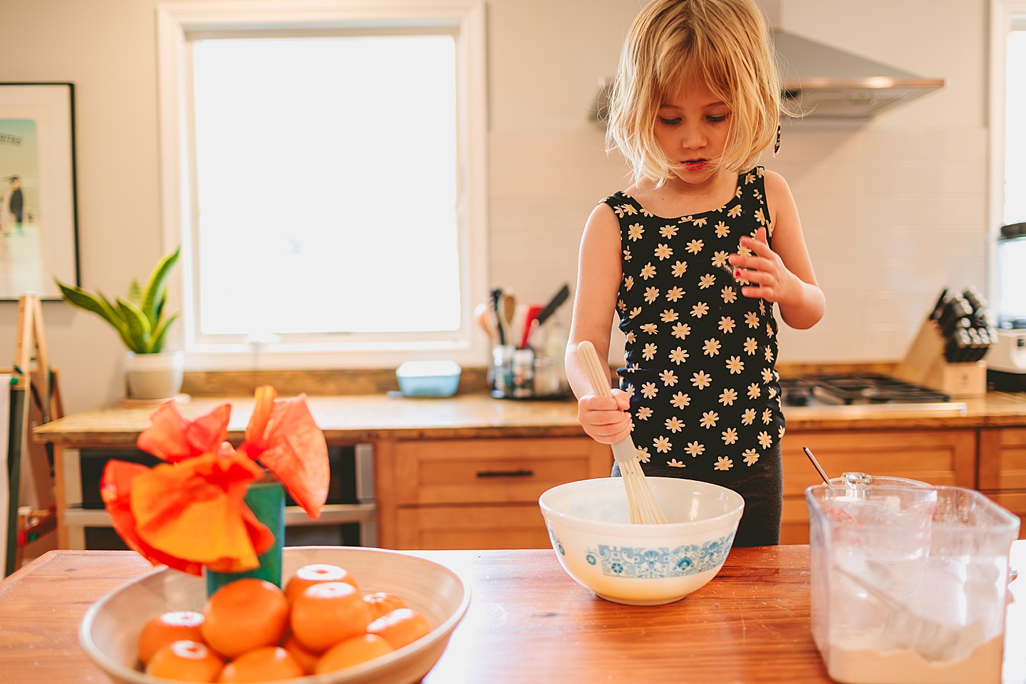 Girl baking in kitchen