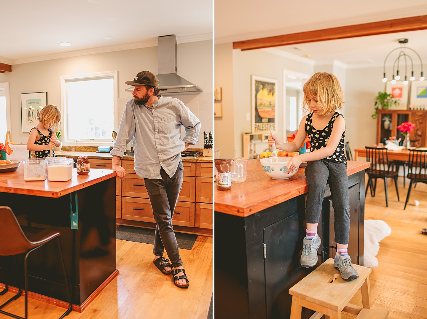 Family baking in kitchen