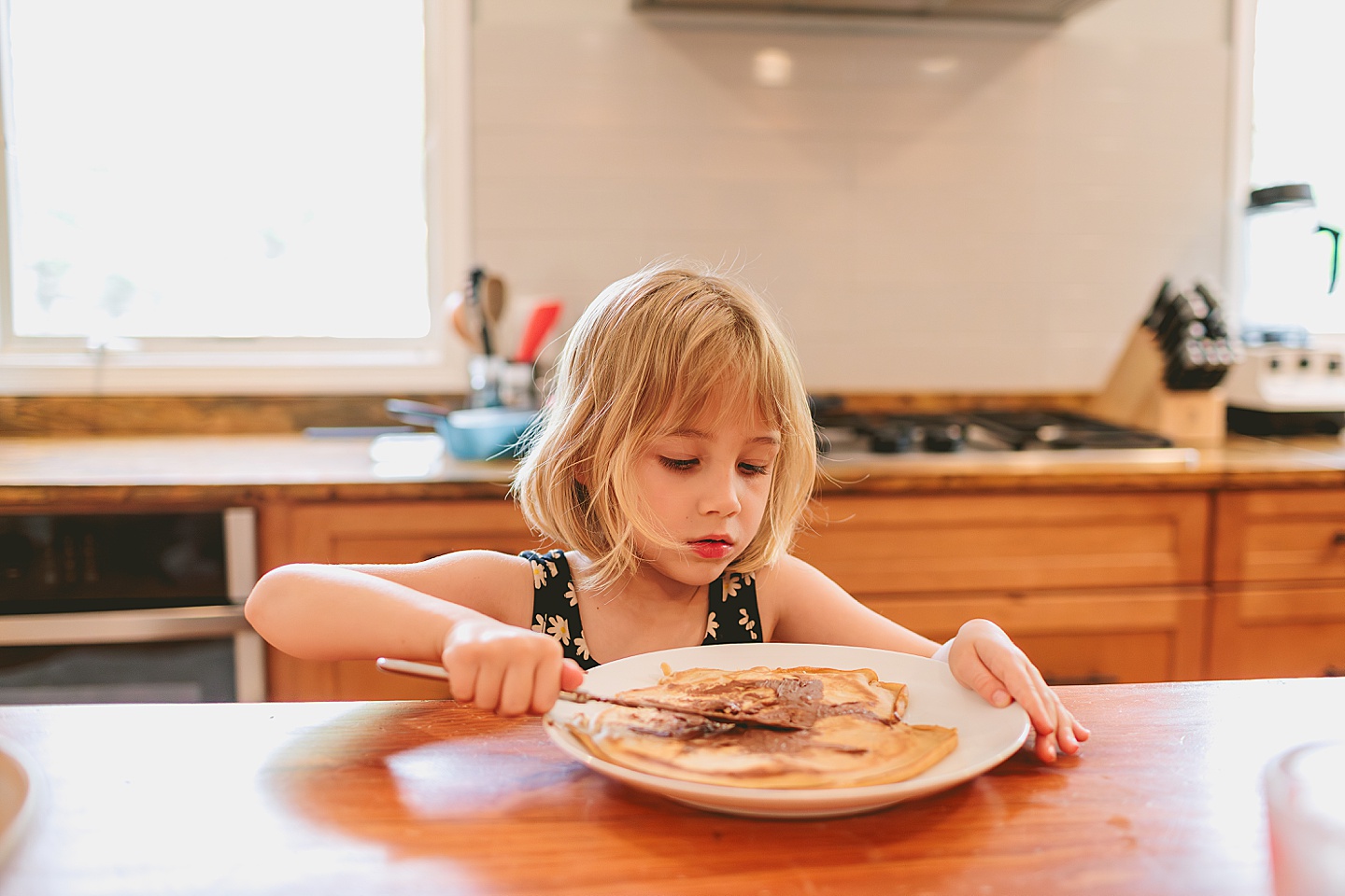 Family baking in kitchen