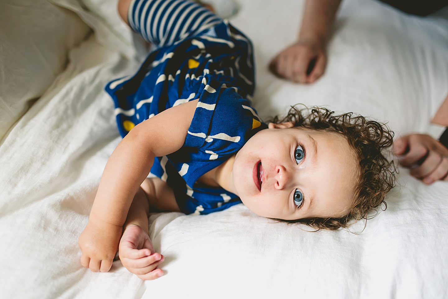 Toddler at home with moms