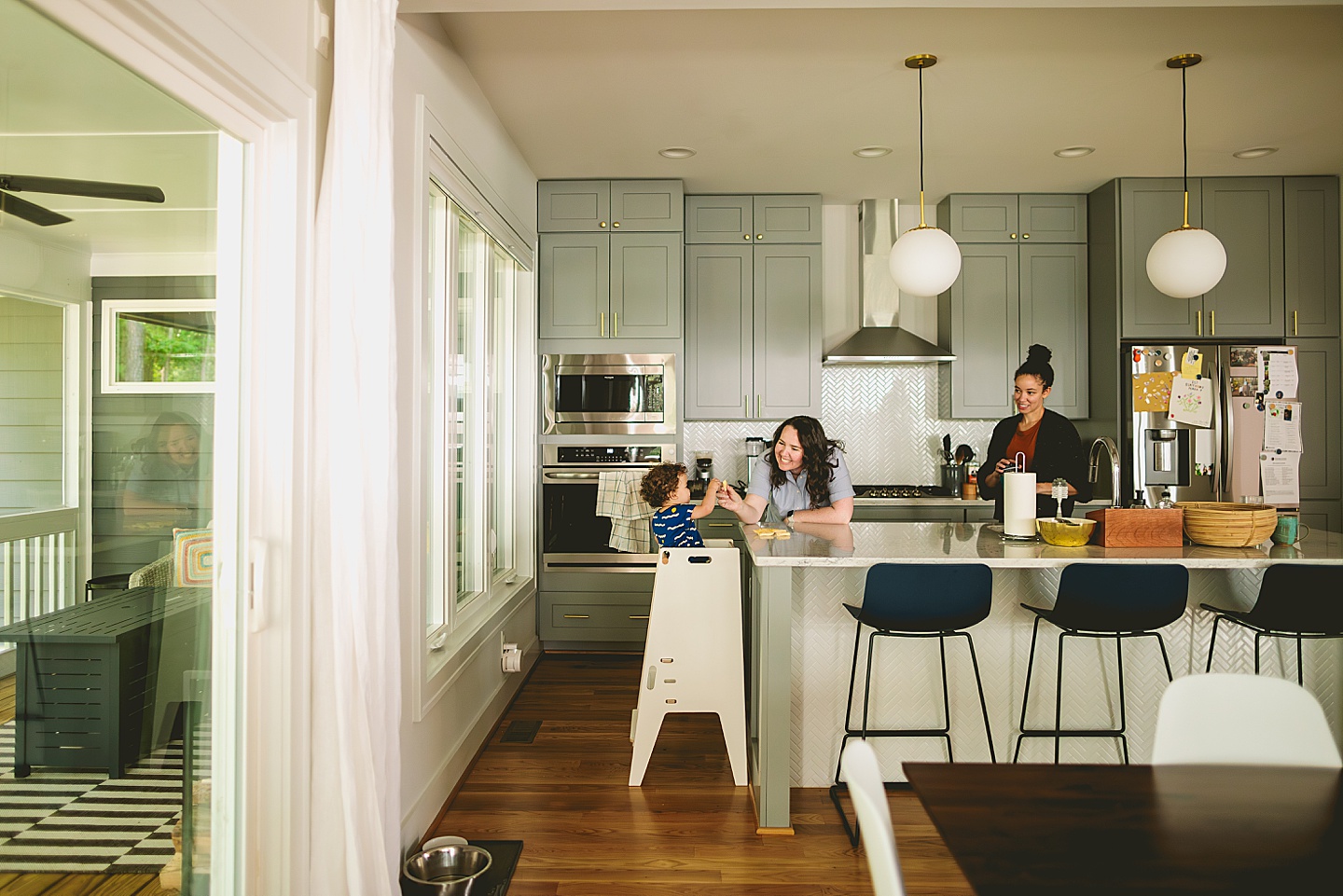 Mom feeding bananas to baby as lunch snack