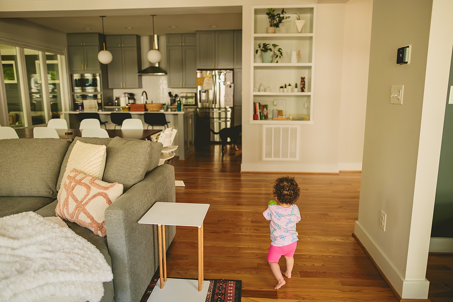 Baby walking around house