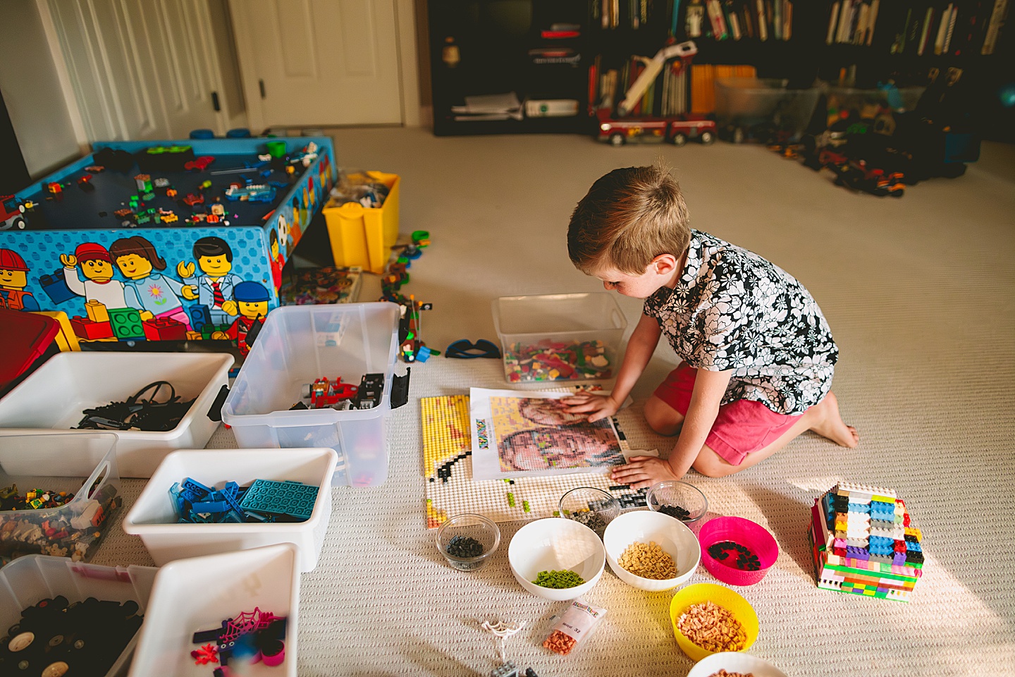 Kid playing with Legos