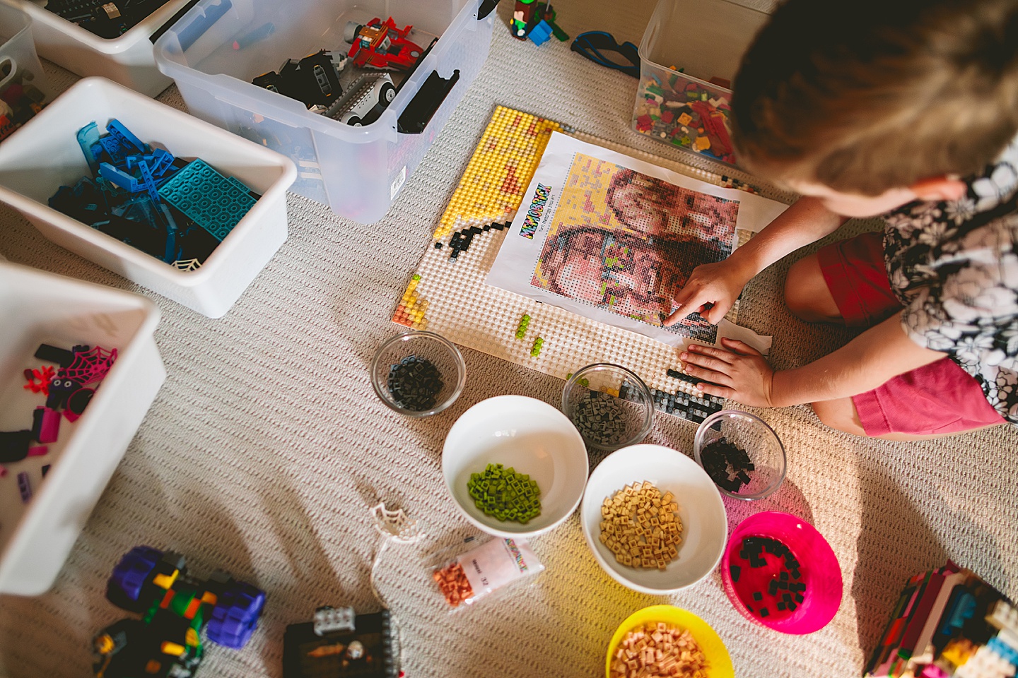 Kid playing with Legos