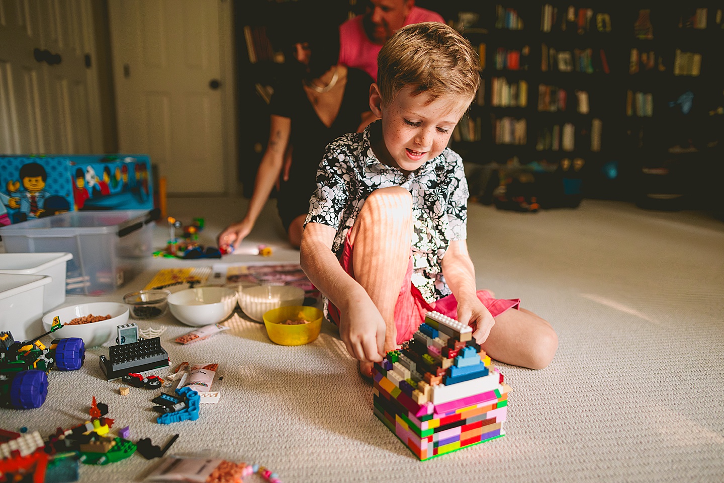 Kid playing with Legos