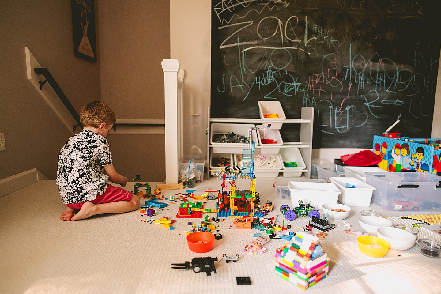 Kid playing with Legos