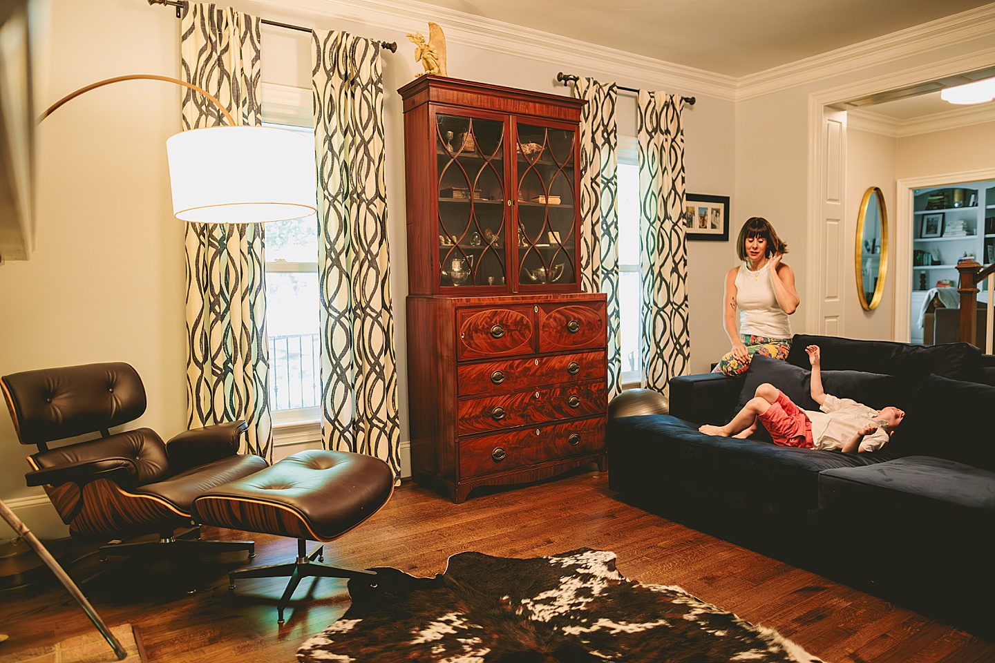 Kid being goofy in living room