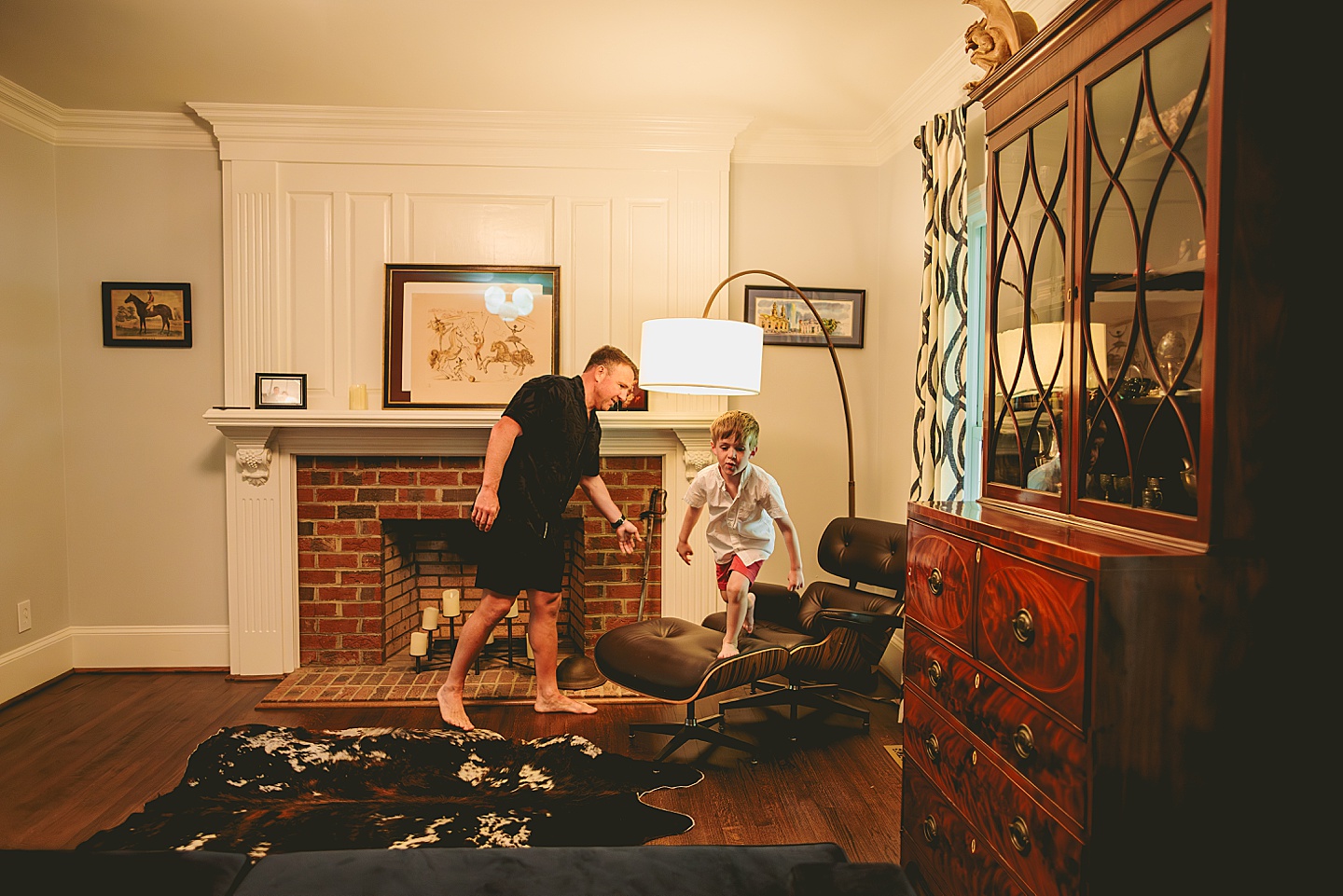 Kid being goofy in living room