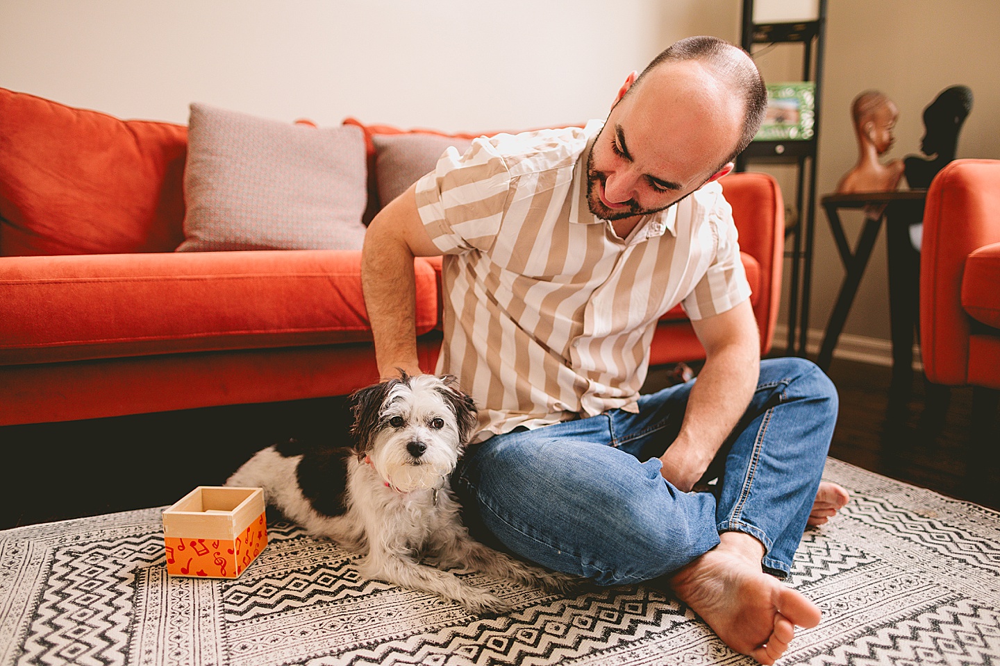 Man sitting with dog