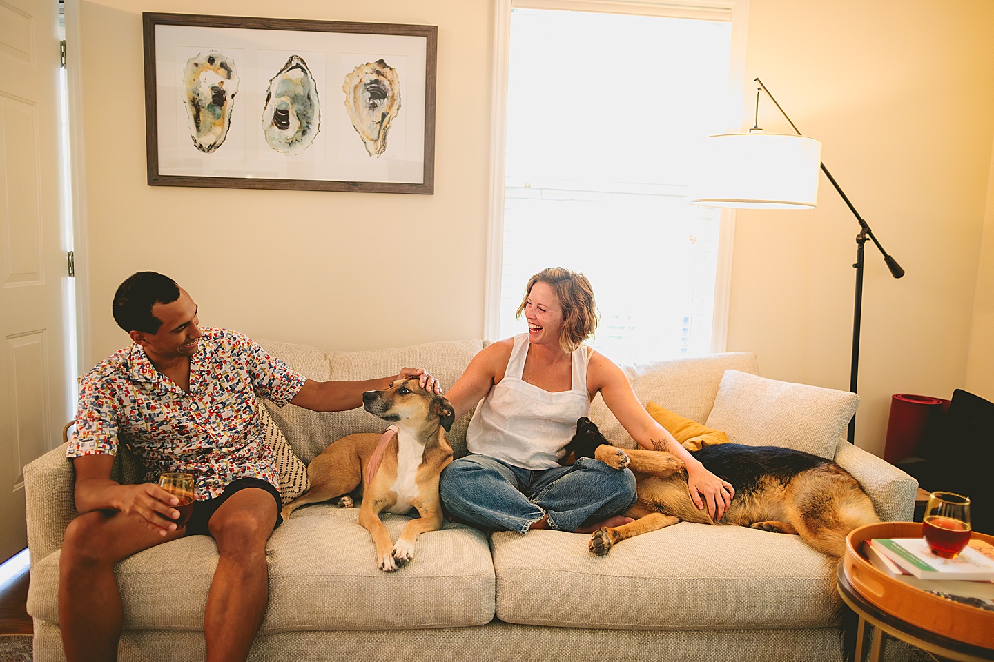 Pet portraits at home with family in Durham NC