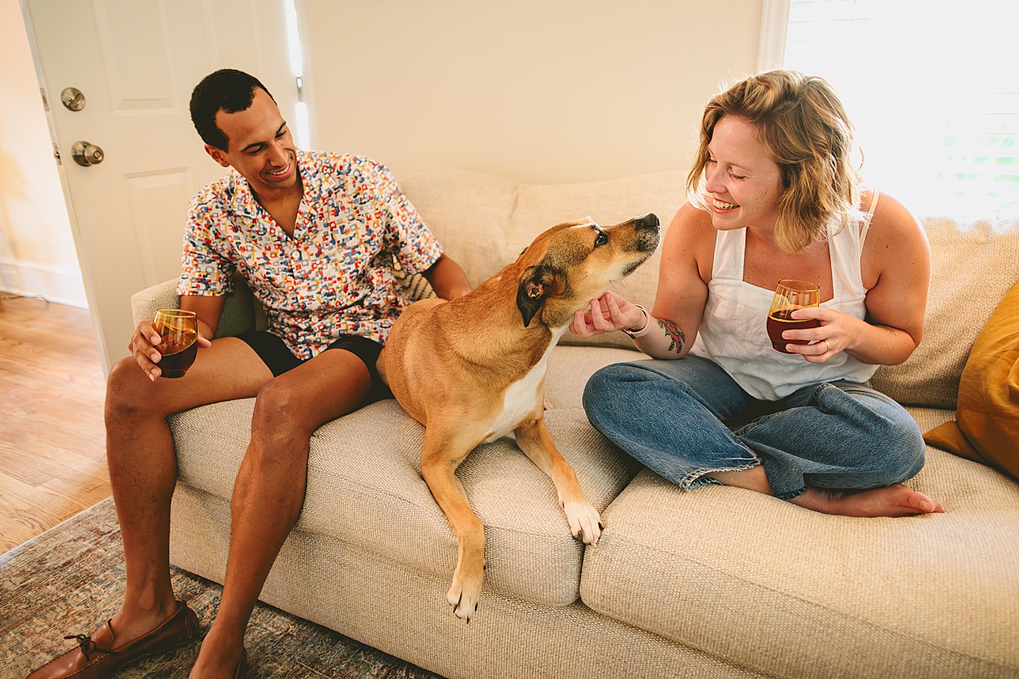 Pet portraits at home with family in Durham NC