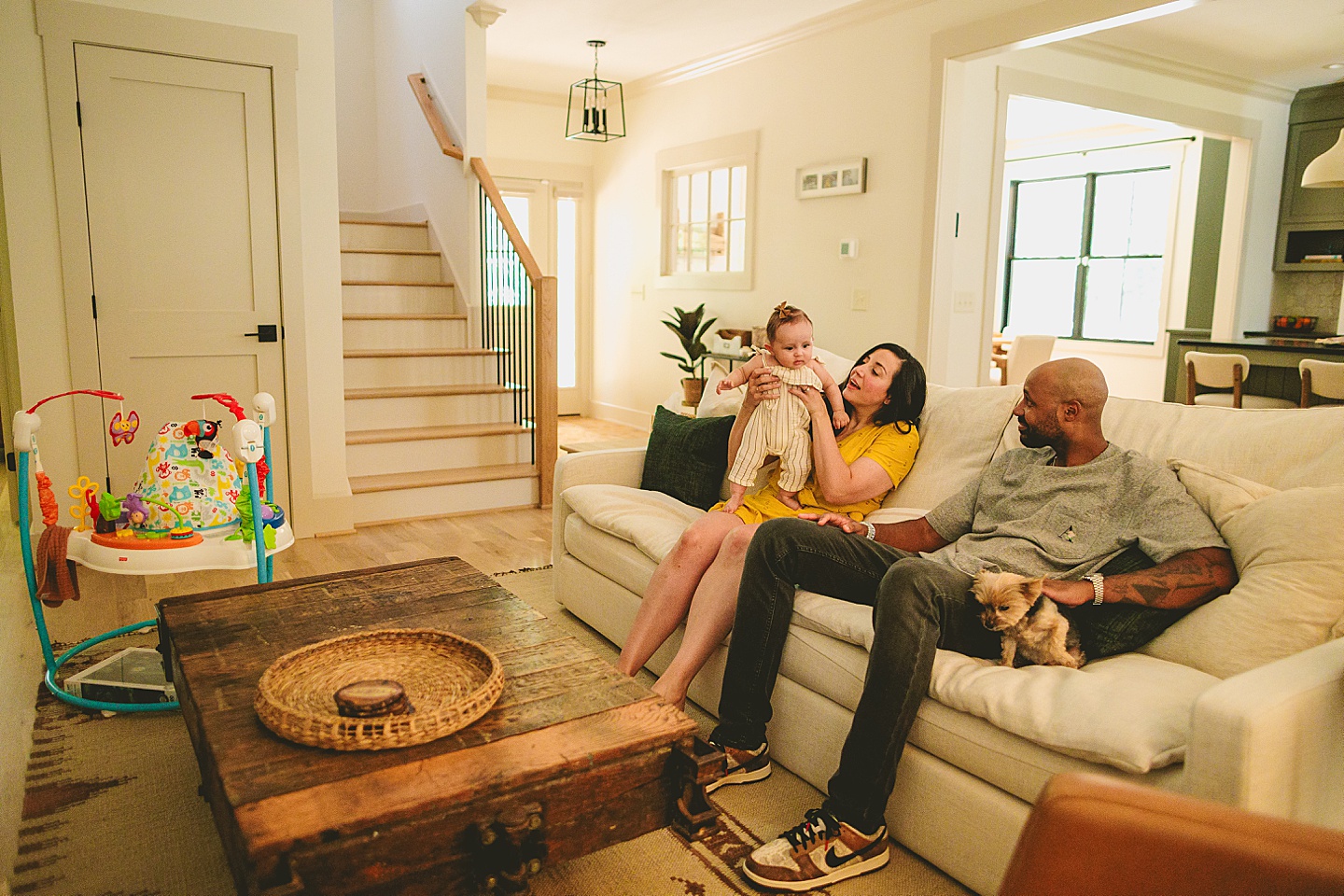 Family portrait with baby and dog