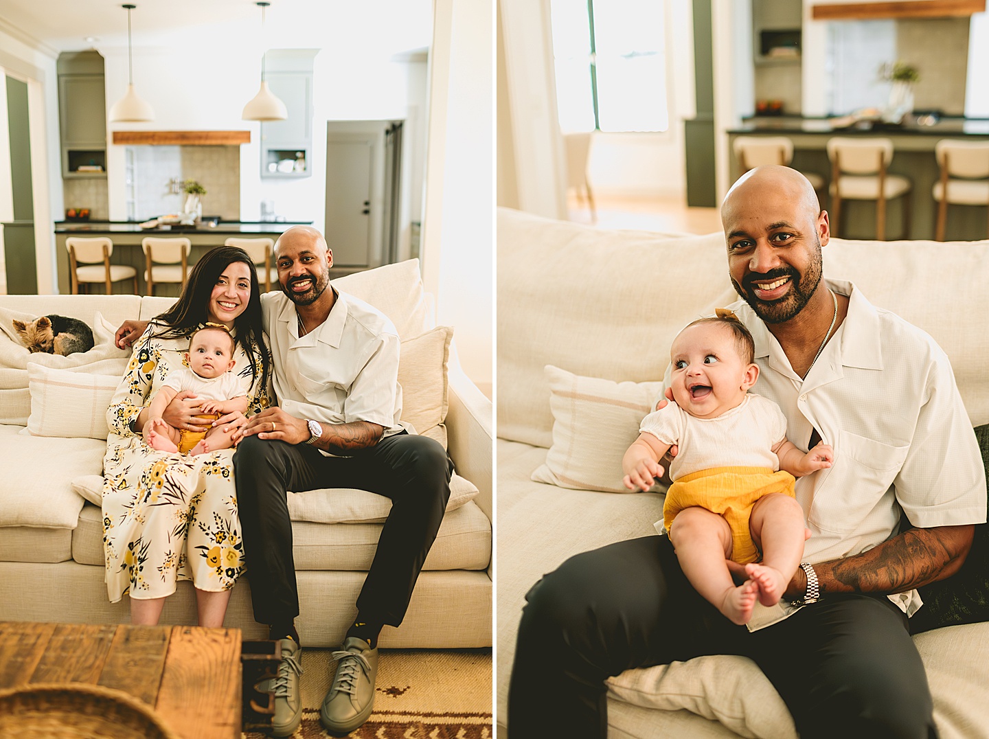 Family portraits with dog and baby