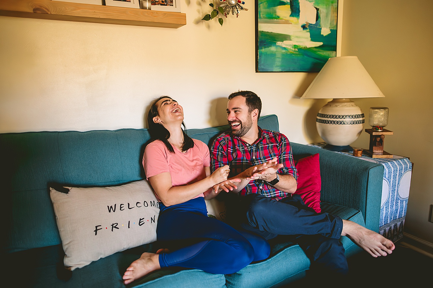 Couple playing rock, paper scissors