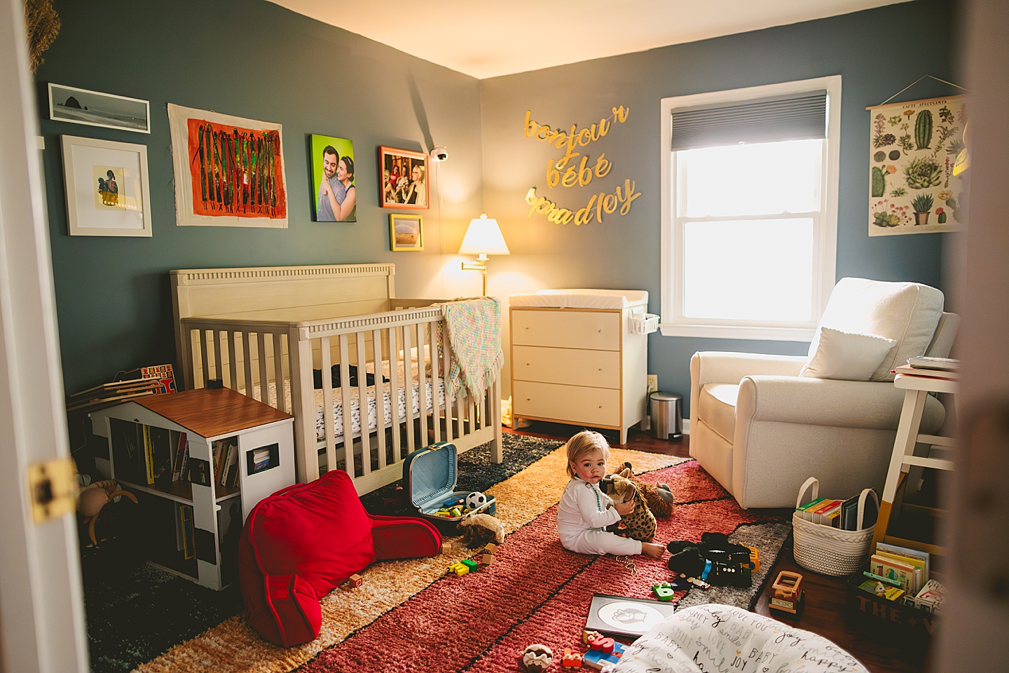 Toddler playing in room