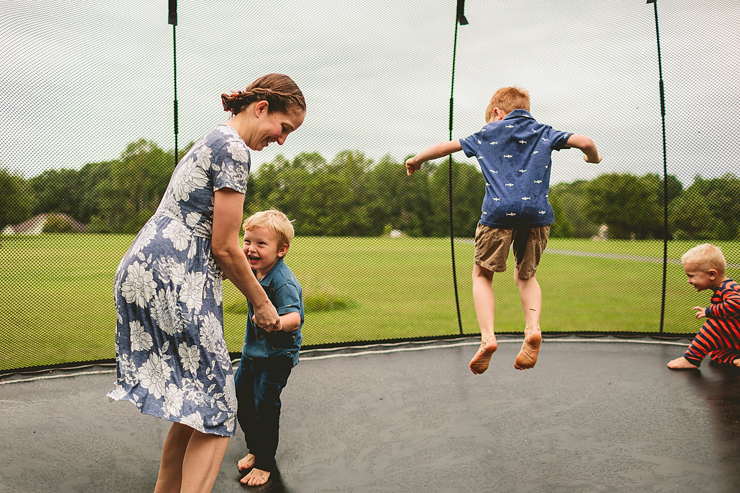 Kids jumping on trampoline