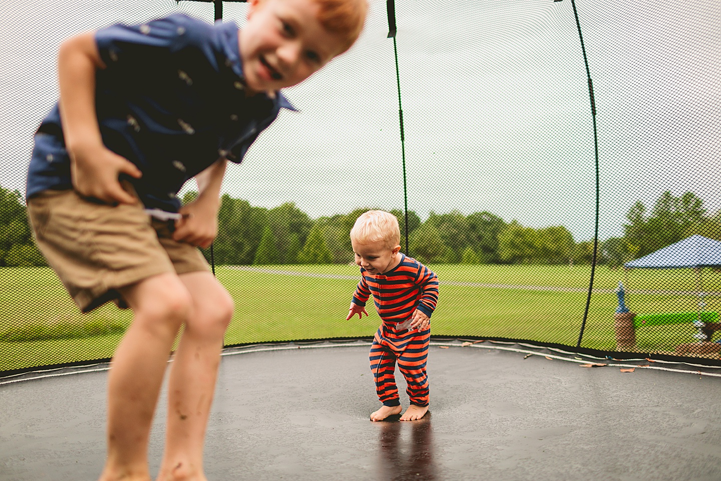 Kids jumping on trampoline