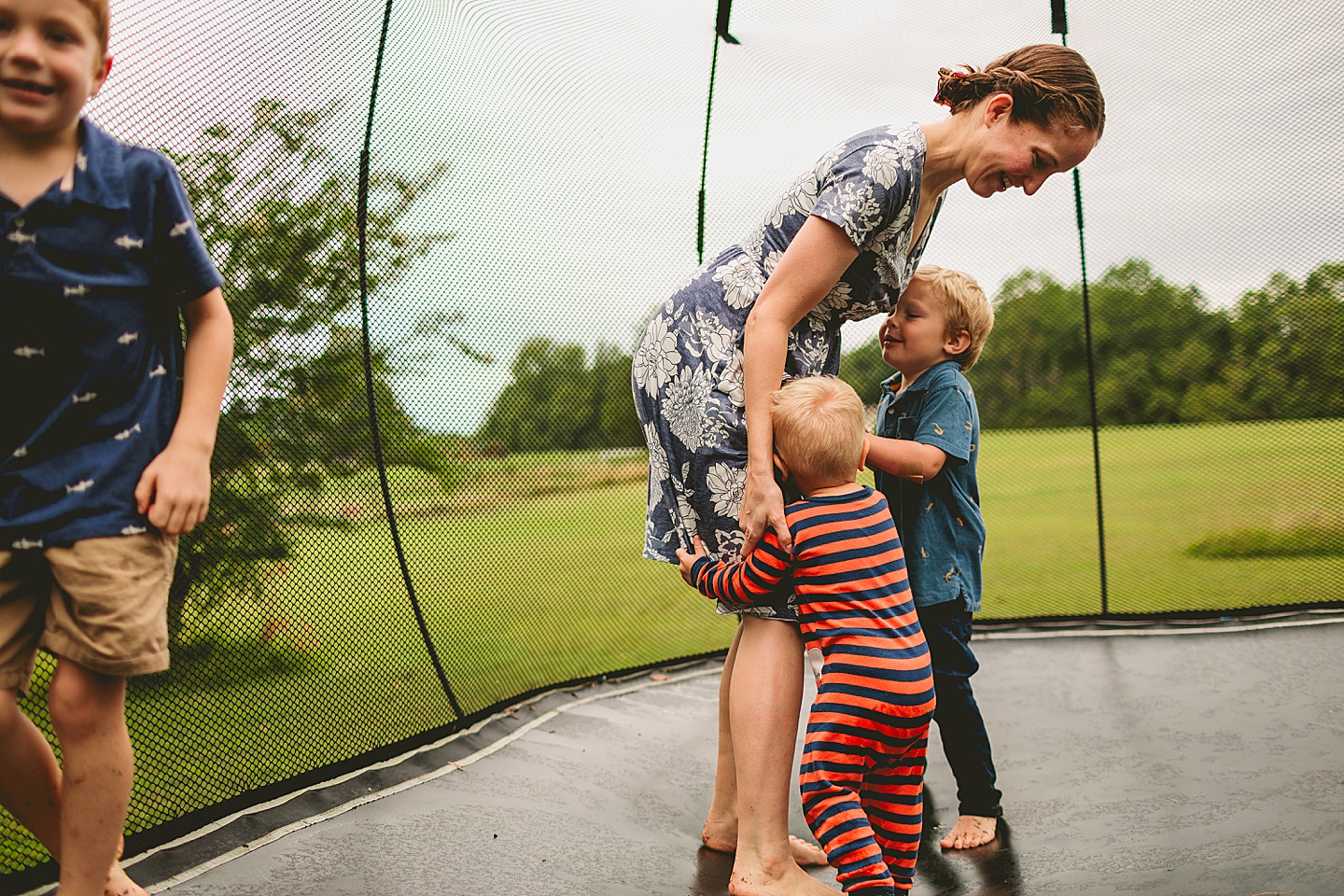 Kids jumping on trampoline