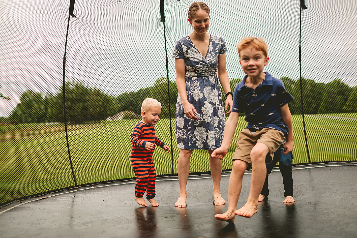 Kids jumping on trampoline