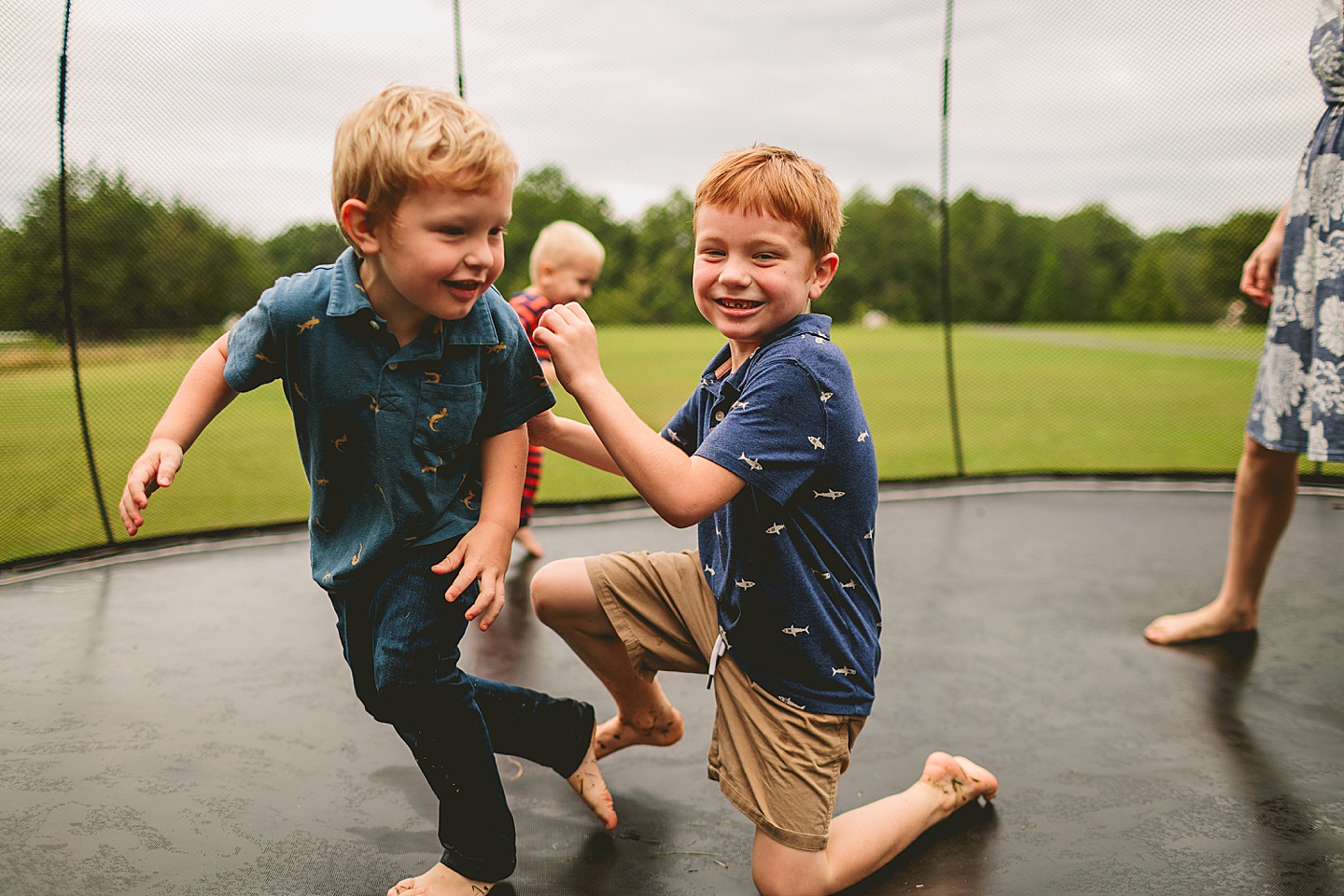 Kids jumping on trampoline