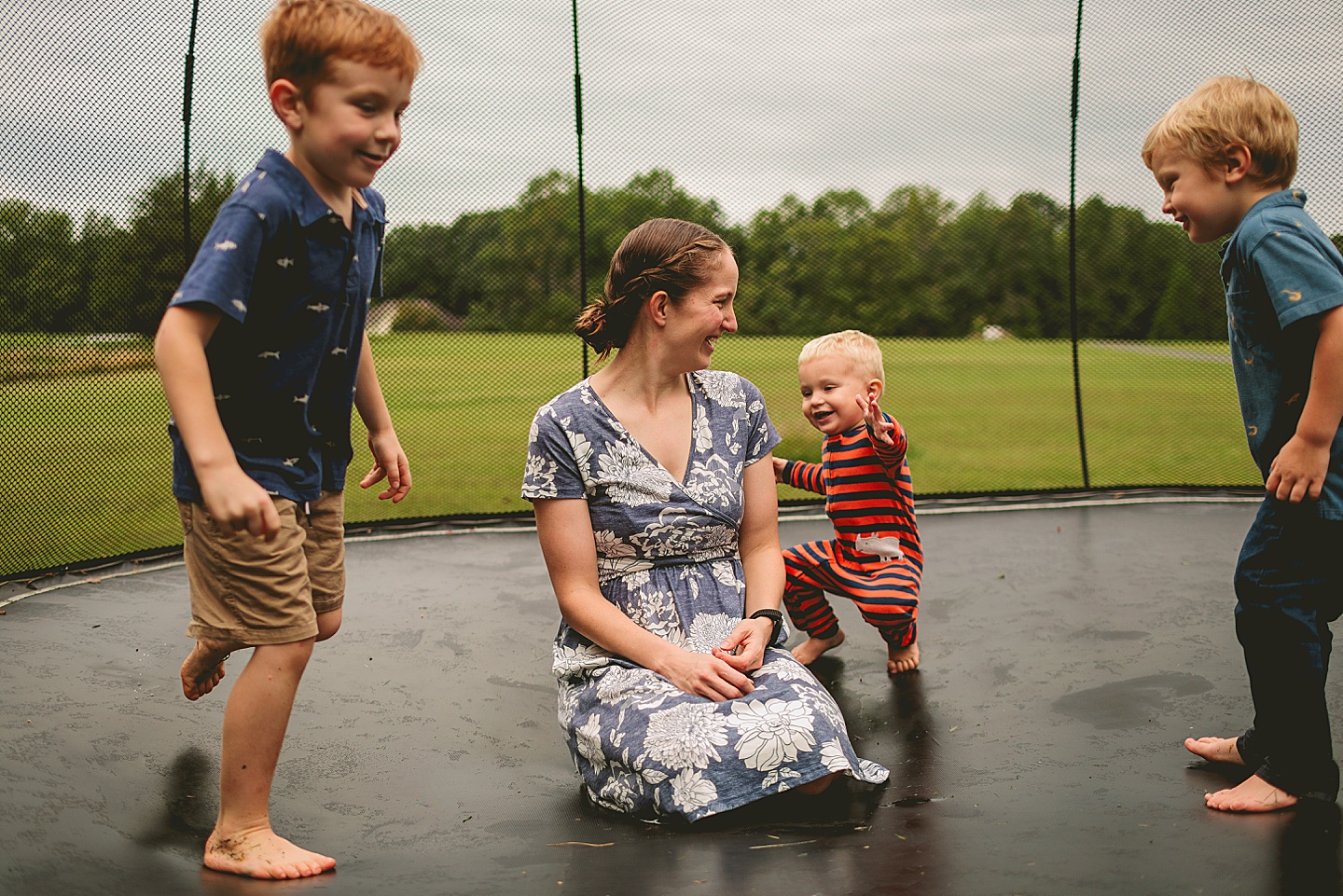 Kids jumping on trampoline