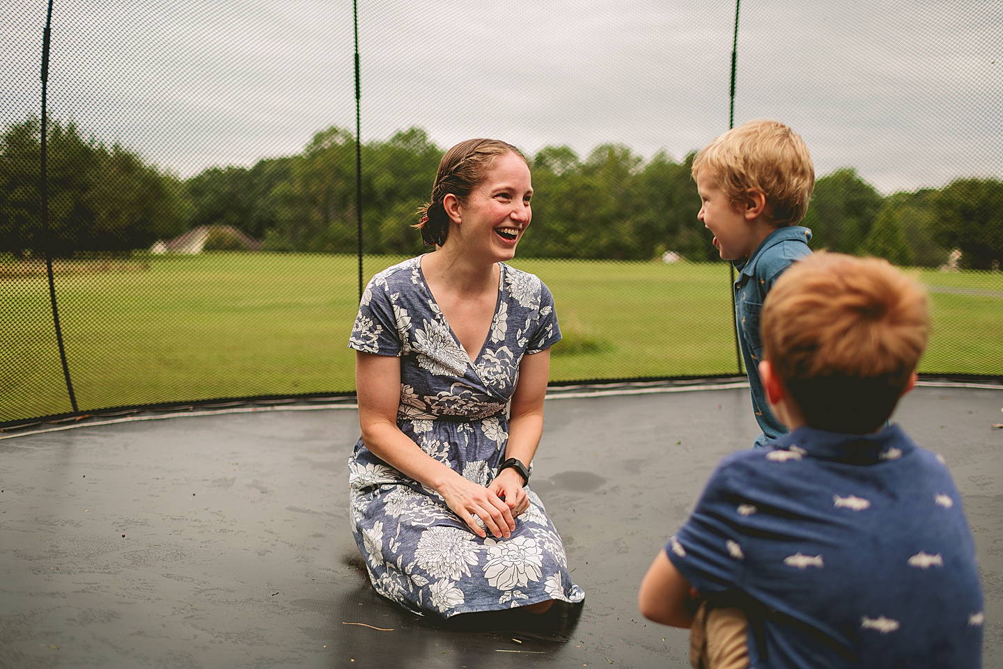 Kids jumping on trampoline